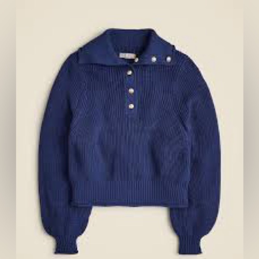 J. CREW Ribbed cotton button-collar sweater - Picture 4 of 9